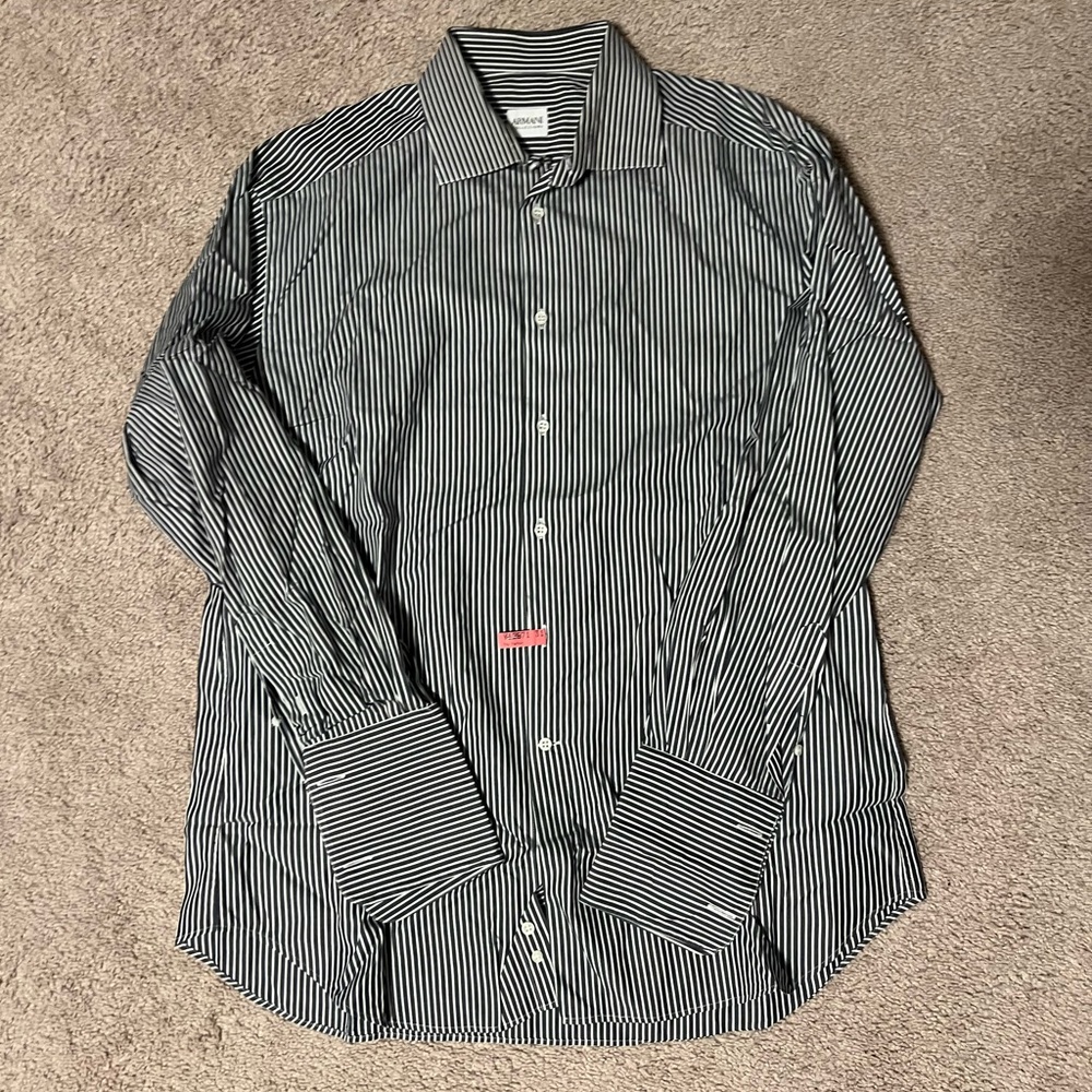 Armani Collezioni Black and White Dress Shirt Classic Style